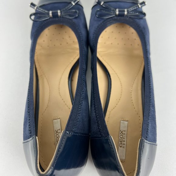 Geox Carey Block Heel Pumps D54V8A Blue Suede Patent Cap Toe size 41 US 10.5 - Picture 12 of 15